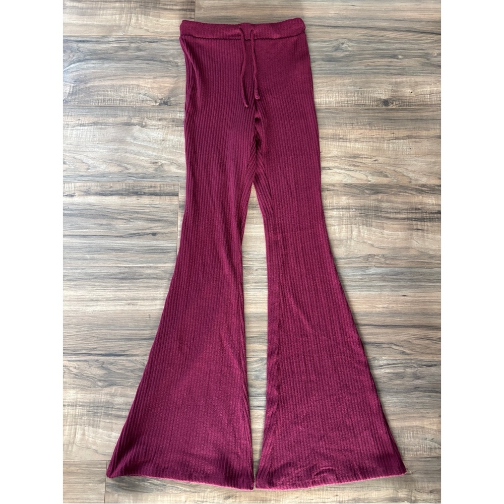 High Waisted Ribbed Flare Pants